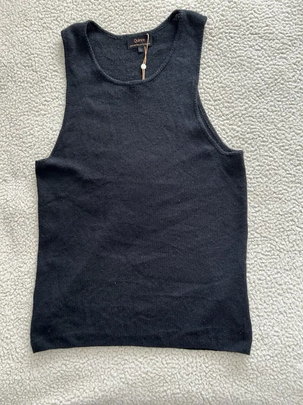 Quince Featherweight Cashmere Ribbed Tank Black Size Large - Image 10