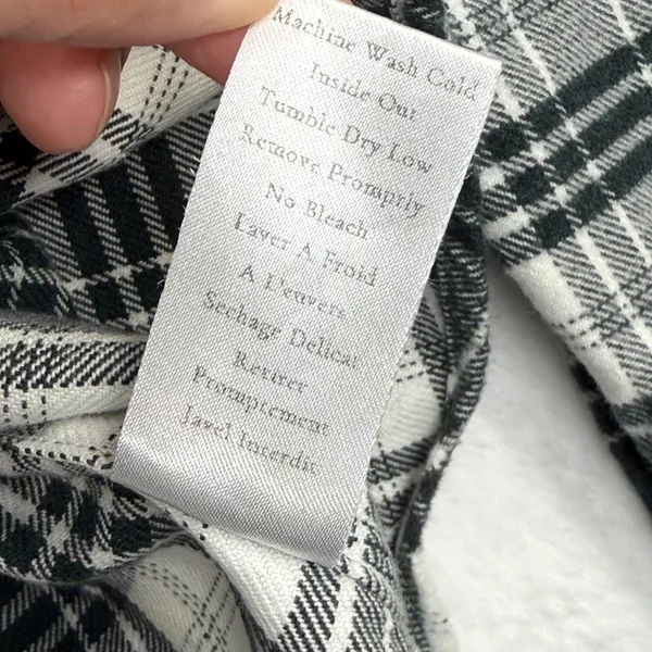 Frank‎ & Eileen Womens Flannel Shirt Black White Plaid Cotton Top Small - Image 8