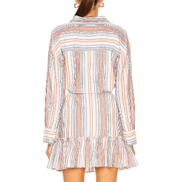 Veronica Beard Jeans Ardith 100%‎ Cotton Striped Mini Shirt Dress - Image 3