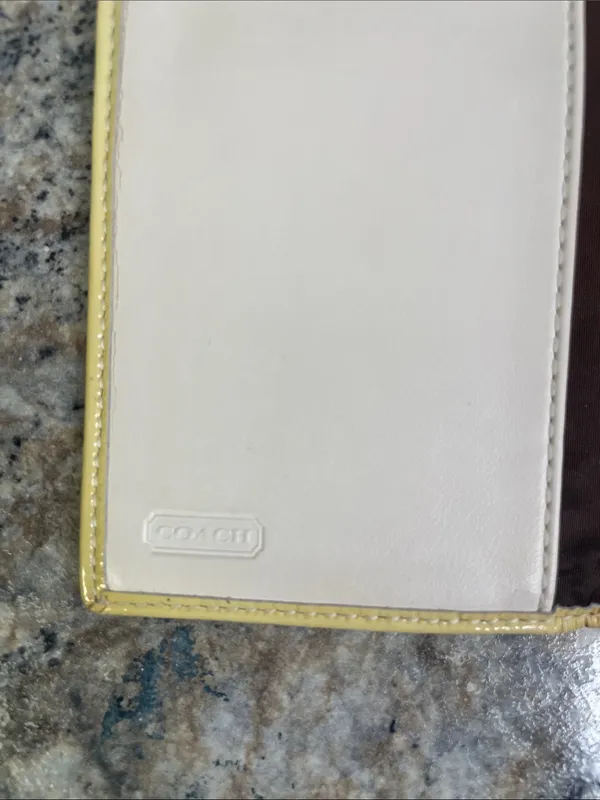 Coach Signature C Tan Clutch Wallet with Yellow Trim - Image 4