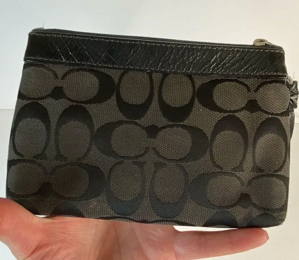 Coach Black Signature Canvas Wristlet - Image 9