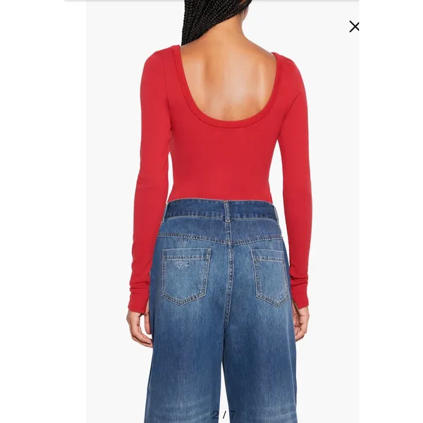 New Spiritual Gangster Women’s Medium Red Top Ribbed‎ Y2K Minimalist - Image 2