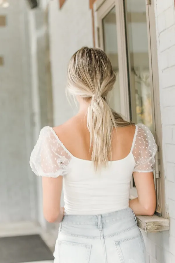 Altar'd State White Puff Sleeve Bodysuit - Image 5