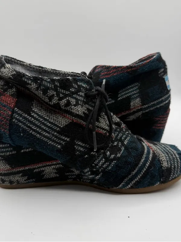 TOMS Woven Ankle Booties Womens 8 Hidden Wedge Southwestern Boho Lace Up - Image 5