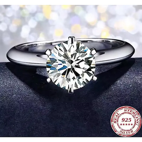 Boutique 2 Carat Platinum Solitaire Simulated‎ Diamond Engagement Wedding Ring, 8 - Image 5