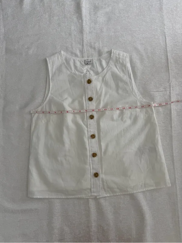J.Crew Linen Blend Button Front Shell Top Vest White Size M NWT - Image 9