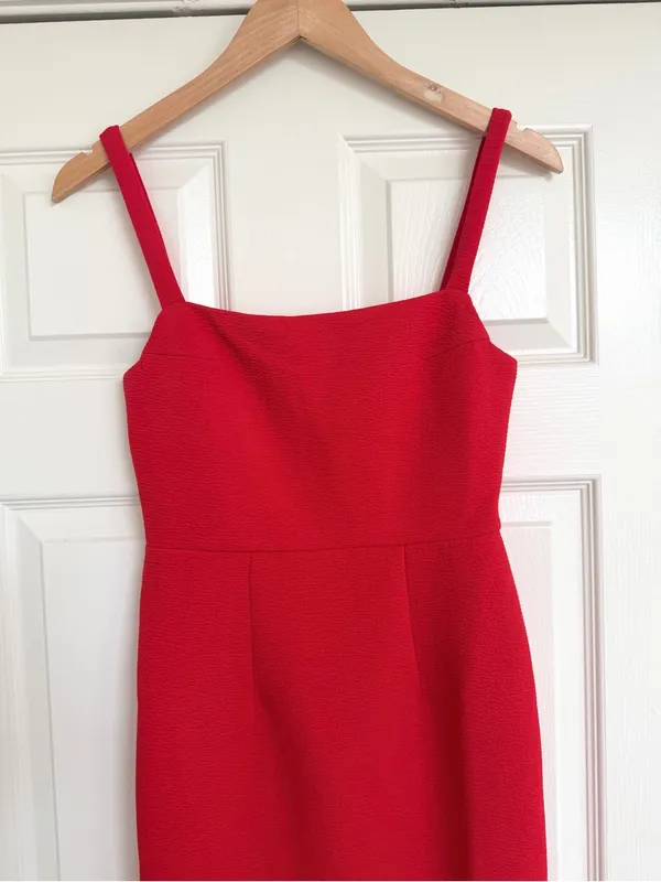 Selfie Leslie Georgia Square Neckline Midi Dress Red Small S NWT - Image 4