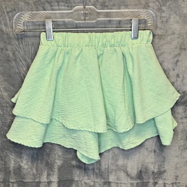 2249 | Altar'd State Tiered Ruffle Mini Skort Sage Boho Cottagecore Women XS - Image 2