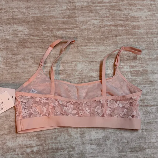 Auden Women’s Small Pink Lace Lightly Lined Scoop Bralette Mesh Pullover New - Image 5