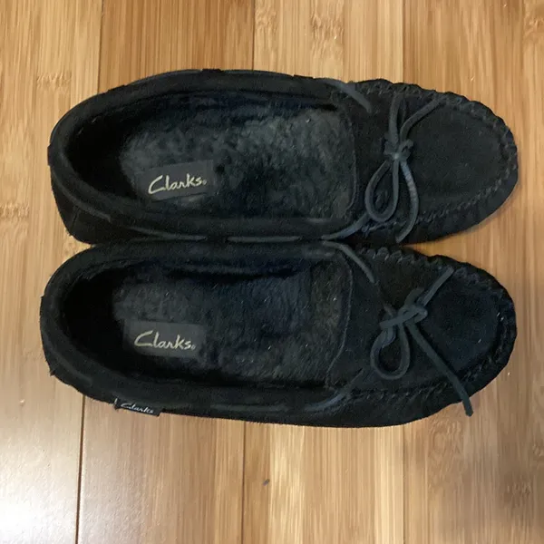 Clarks Leather Upper Moccasin Black Women’s Size 9 Medium Shoes Black Color - Image 3