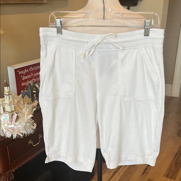 White Stag Women's White Drawstring Knit Bermuda Shorts - Image 2