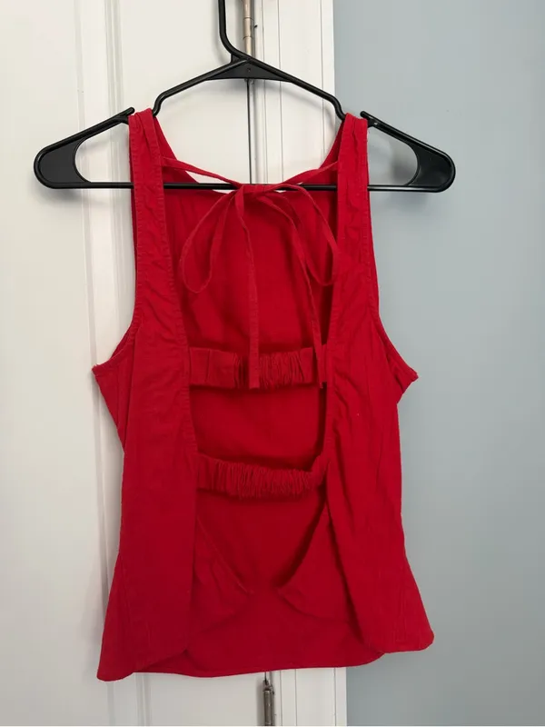 Free People Kaylor Backless Red Linen Top - Image 4