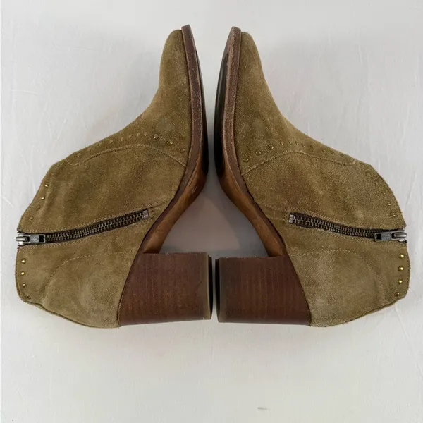 Frye Nora Suede Studded Booties‎ in Olive Green Size 8 - Image 6
