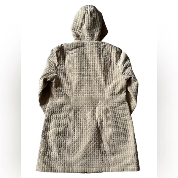 Esprit Women’s Quilted Hooded Coat Beige Long Jacket Size L Warm Outerwear - Image 3