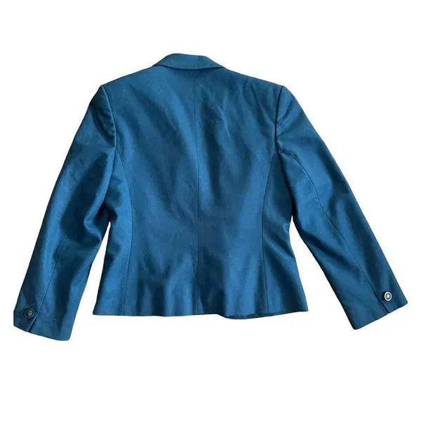 Pendleton Teal 100% Virgin Wool Short Blazer womens Sz‎ 6 1 button closur… - Image 7