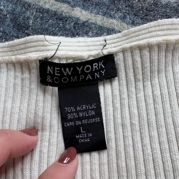 New York & Company Cream Knit Ribbed Tank Top - Image 3