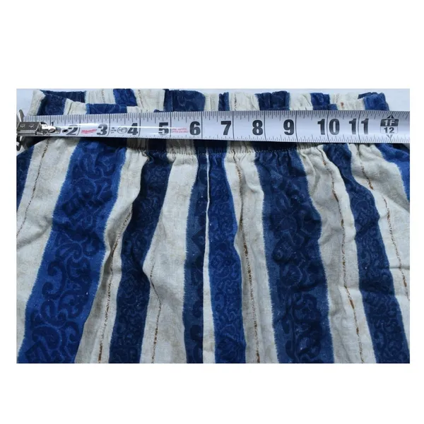 Bellambra Italy Blue White Striped Wide Leg Pants Damask Metallic Accents Medium - Image 5