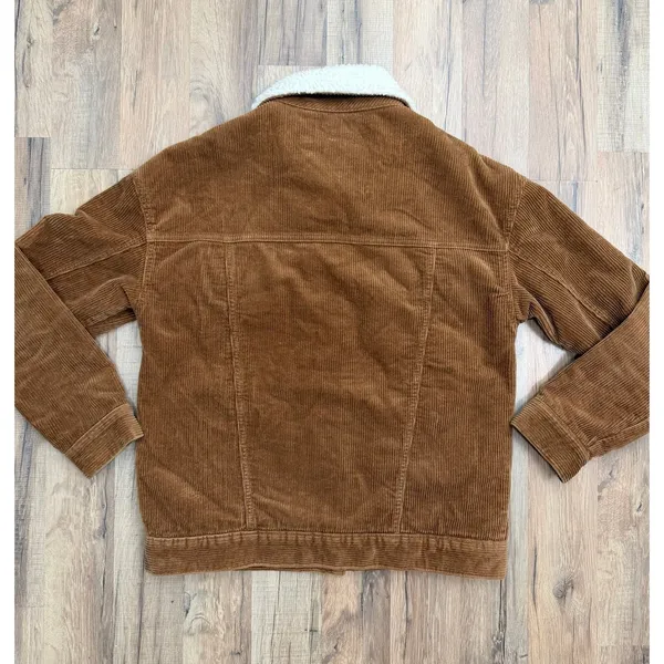 PacSun Brown Corduroy Sherpa Jacket XS Unisex Button‎ Front Cozy - Image 3