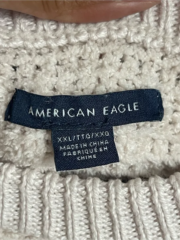 AMERICAN EAGLE | Cream Oversized Chenille Crew Neck Sweater Sz XXL - Image 6