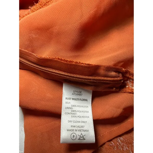 ASTR The Label Rust Floral Plisse Peplum Top Orange Size Large Boho Chic - Image 8