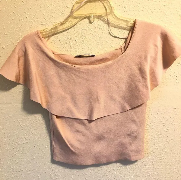 ZARA Knit Crop Top In Pink Blush S - Image 2