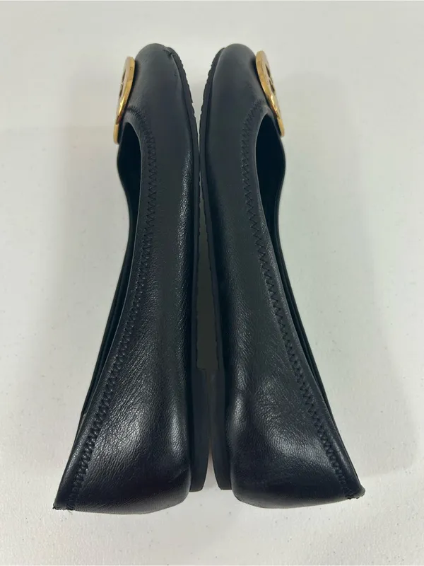 Tory Burch Black and Gold Reva Ballet Flats Size 6.5 M - Image 4
