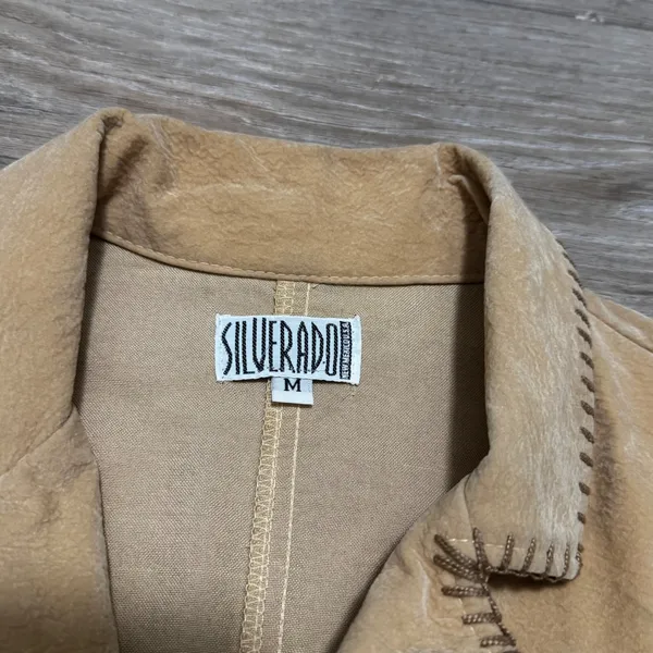 Vintage Silverado Tan Faux Suede Western Jacket Whipstitch Blazer Women's M Boho - Image 2