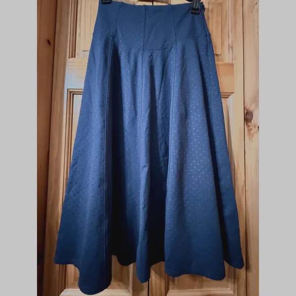 Maeve Anthropologie Sevigny Midi Skirt Navy Blue Textured Polka Dot Size 0 - Image 3