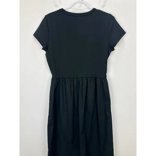 J.Crew Short Sleeve Knit Mixy Dress Black Stretch Cotton A Line Minimalist S NWT - Image 9