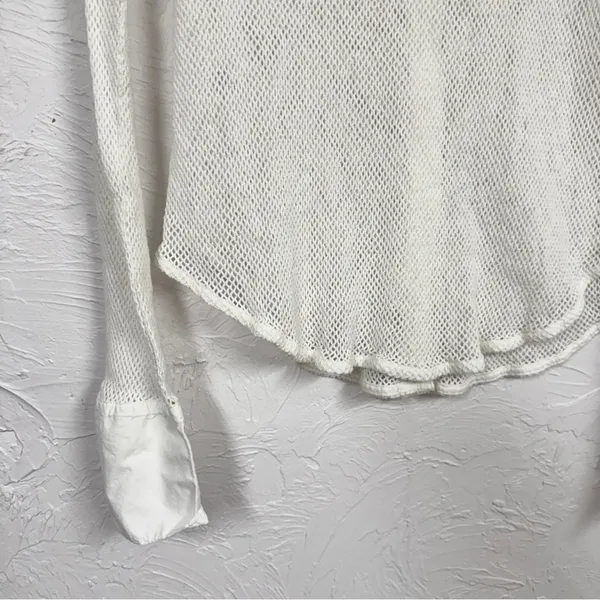 Free People White Crochet Long Sleeve Blouse Womens S Festival Boho Sheer Beachy - Image 11