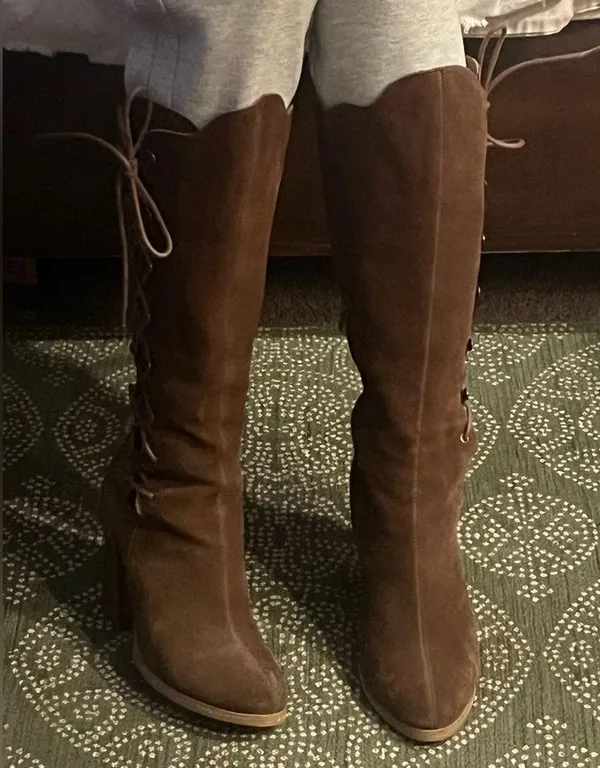 sbicca RARE lace up/ zipper boho suede boots sz 9 - Image 5