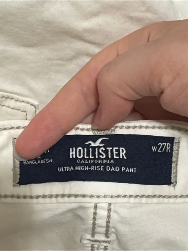 Hollister Ultra High-Rise Dad Pant White Utility Chino Pants Contrast Stitch 27 - Image 13