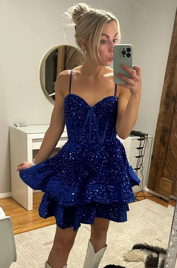 Blue Sequin Formal Dress Size 0 - Image 2