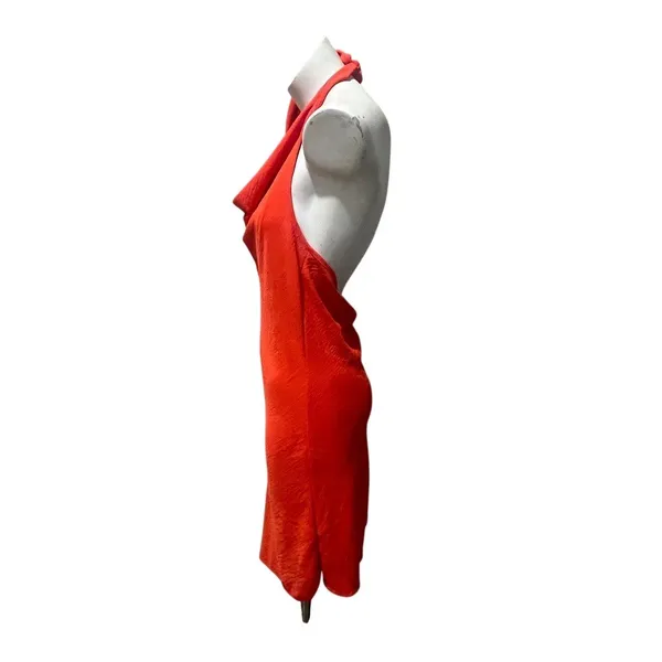 See You Monday Dress Womens L Orange Halter Cowl Neck Backless Slip Midi - Image 6