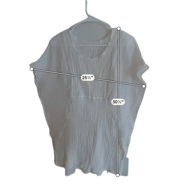 White Gauze Swim Coverup Boho Crochet Lace Trim Dolman Sleeve Top‎ - Image 3