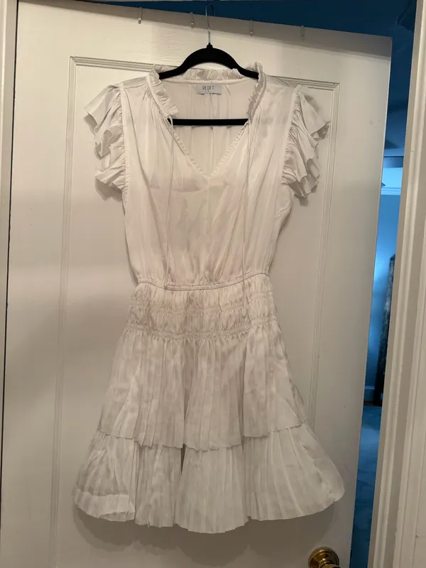 Silk White Mini Dress - Image 2