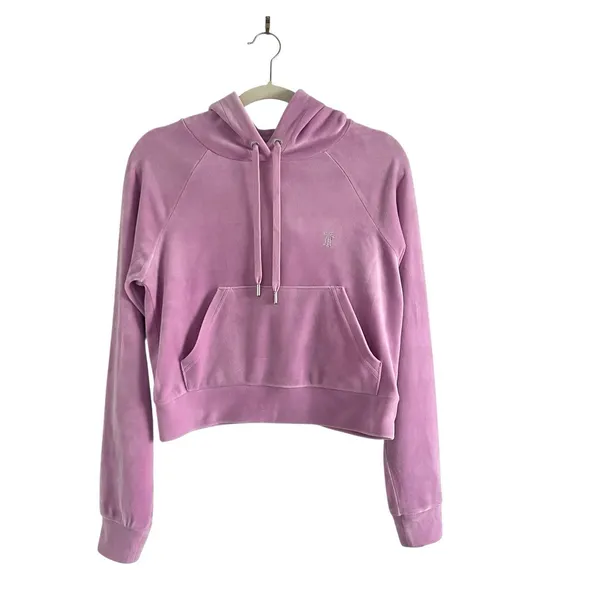 Juicy Couture OG Big Bling Crystal Logo Hoodie Jacket Pink Sz Small - Image 6