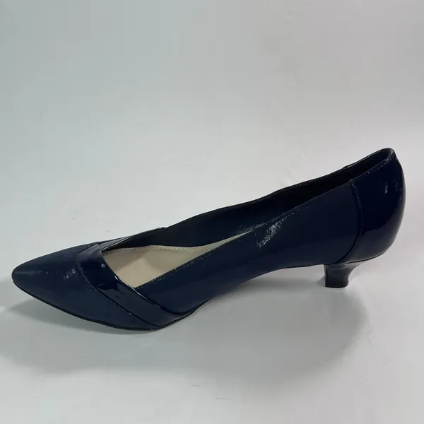 Anne Klein Womens 9.5M‎ AK7MAUREEN Navy Blue Pointed Toe Kitten Heels Patent - Image 5