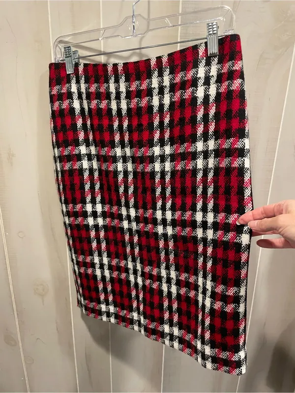 Cute classic Talbots wool blend plaid red pencil skirt preppy twee academia mini - Image 5
