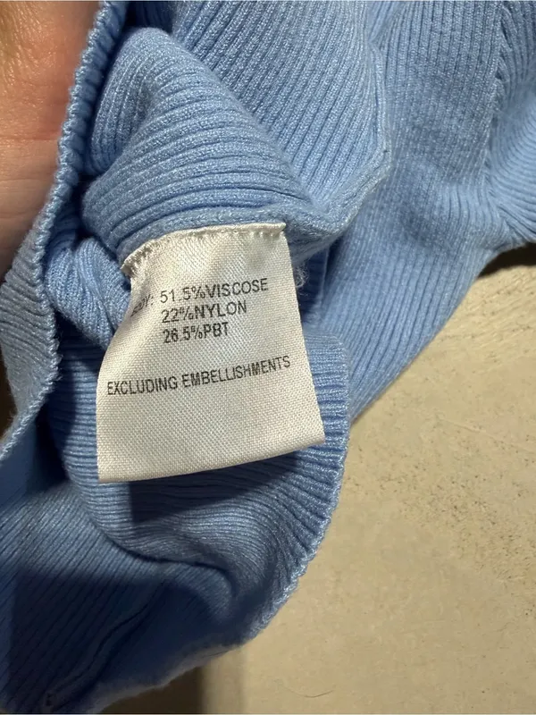 Princess Polly Light Blue Ribbed Long Sleeve Top XS/S - Image 7