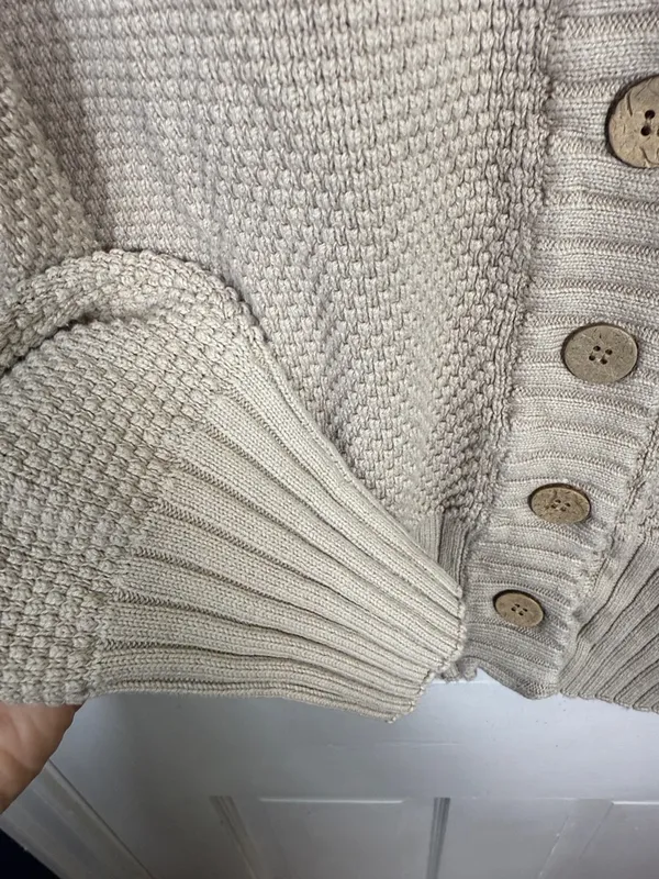 Free People FP Beach Chunky Boxy Cardigan in oatmeal W2356 Sz S - Image 7