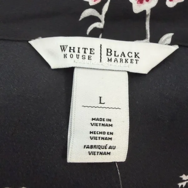 White Hose Black Market Size-L Women Blouse Black Floral Long‎ Sleeve - Image 2