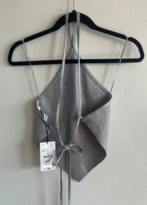 ZARA Open Back Sparkly Crop Top - Image 6