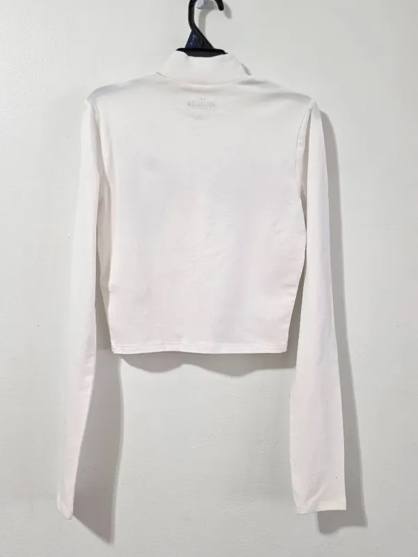 Hollister Argyle Long Sleeve Crop Top - White - Size S - 339-663-1111-108 - Image 5
