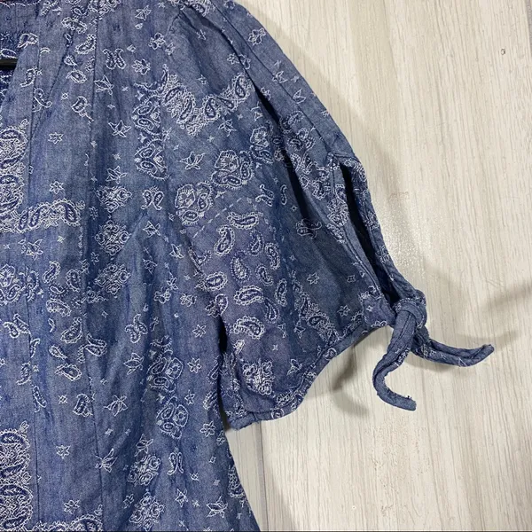 Anthropologie Pilcro and The Letterpress Tied Sleeve Blouse Paisley Bandana 0 - Image 7