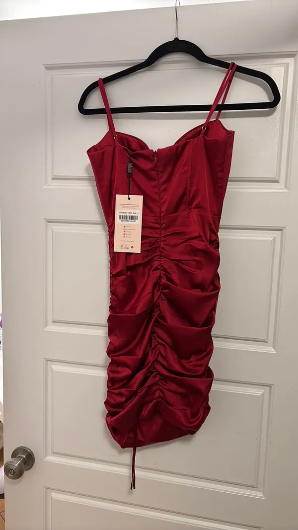 Oh Polly Red Satin Dress - Image 2