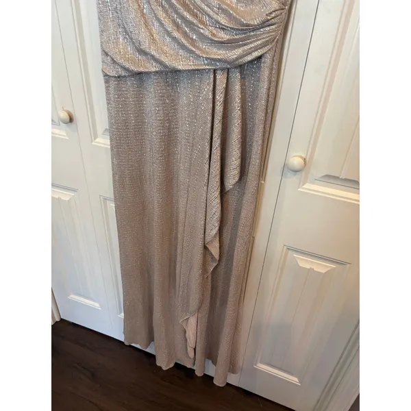 Oleg Cassini Gold Metallic Formal‎ Maxi Dress Size 14 - Image 4