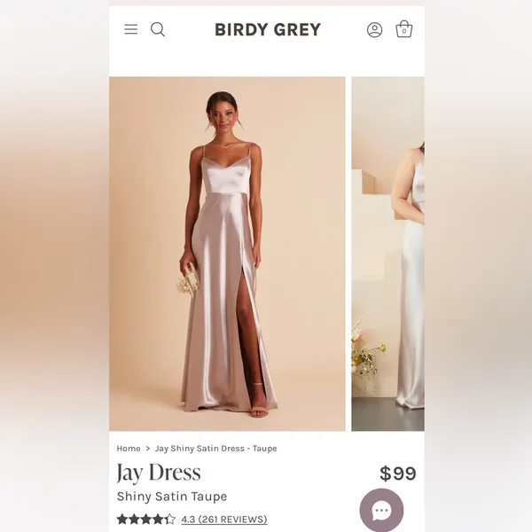 Birdy Grey Shiny Satin Taupe Bridesmaid Dress - Size XS - Image 2