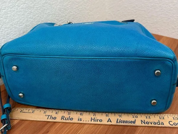 COACH Prairie Pebbled Leather Turquoise Color Satchel Crossbody RECOLORED! READ - Image 10