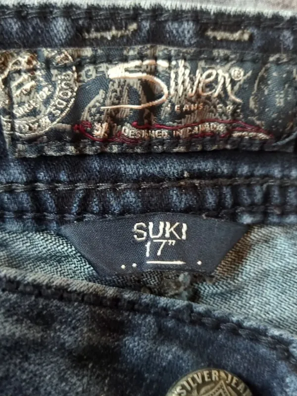 Silver Jeans Suki 17" Women's Sz 31x33 Stretch Dark Denim Boot Cut Embellished - Image 13